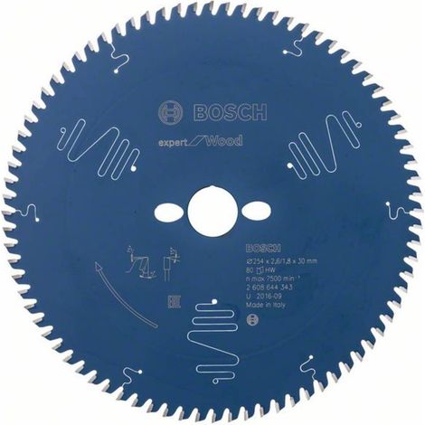 Bosch – Lame de scie circulaire 254 mm – Alésage 30 mm – Épaisseur 1.8 mm – Nombre de dents 80 – Pour bois dur – SKU 2608644343