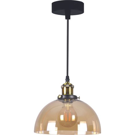 Suspension Inkom noire verre ambre laiton E27 Ø25 Polux (1/4)