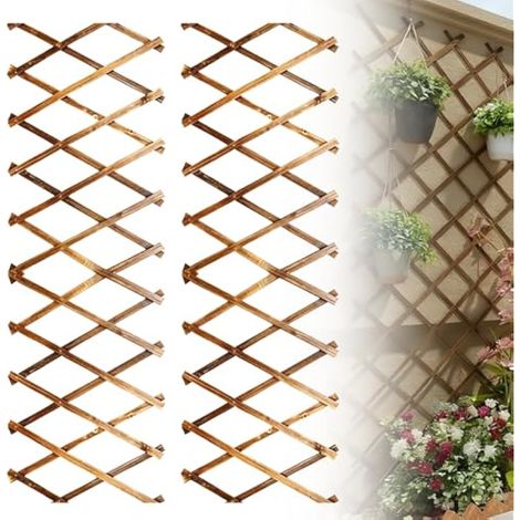 Lot De 2 Treillis Extensible, Treillis De Jardin Extensible, 180 X0,7x30 Cm Clôture Extensible pour Plantes Grimpantes, Clôture De Jardin Extensible en Bois pour Chambre, Jardins, Terrasse (1/5)