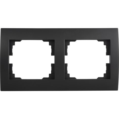 Kanlux LOGI 33573 Double Horizontal Frame, Matte Black 2-Gang Cover Plate for Light Switches, Sockets & Control Modules, Modern Minimalist Scratch-Resistant Surface (1/2)