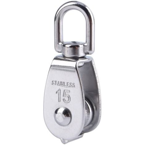 M15 Stainless Steel 304 Single Wheel Swivel Pulley Block Lifting Rope (1/3)