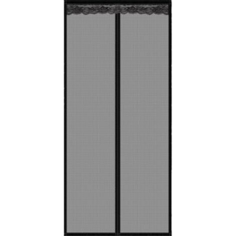 Moustiquaire magnétique pour porte 120 x 220 cm, rideau magnétique à mailles ultrafines avec fermeture automatique, convient aux portes de balcon, de cave et de terrasse, noir (1/4)