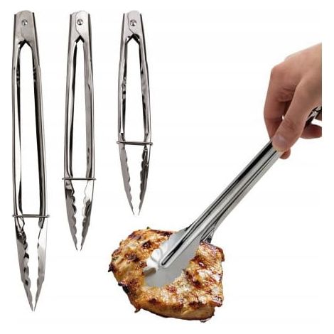 Set di pinze da barbecue in acciaio, 3 pezzi, diverse misure (1/5)