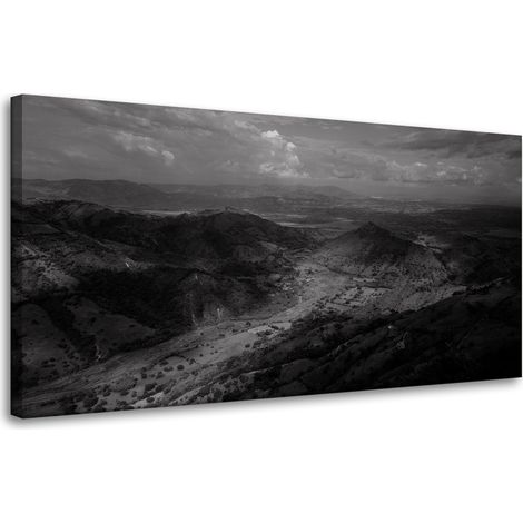 Leinwanddruck Schwarz-Weiß-Berge aus der Luft 80x40 cm