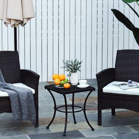 Table d'appoint, table de jardin, 45 x 45 x 50 cm, rectangulaire, résistante aux intempéries, style maille, table de balcon, métal, table de camping, table basse pour salon, bureau, extérieur, intérie (1/5)