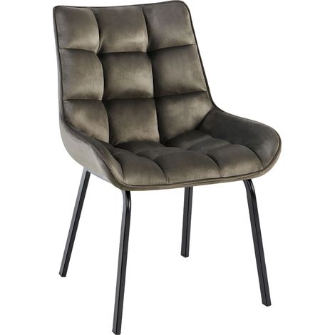 Chaise de salle à manger x1 en velours anthracite généreusement rembourrée piètement en métal noir 100007373 (1/5)