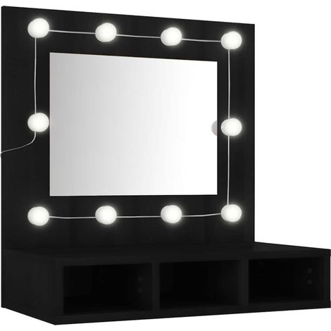 Mueble con espejo y LED negro 60x31,5x62 cm vidaXL