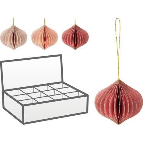 Decorazione natalizia appendibile in carta a cipolla 80mm - rosa colore assortito