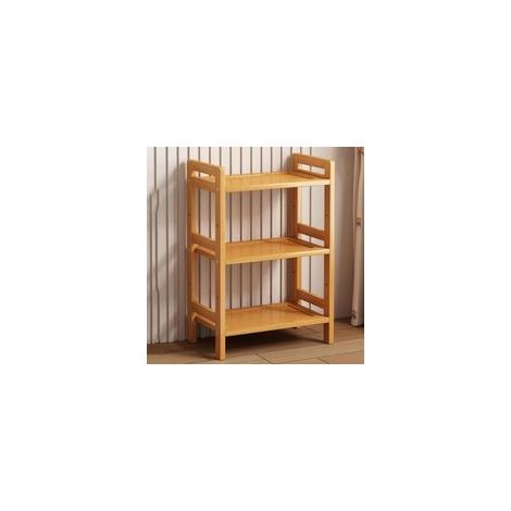 Scaffale portaoggetti a 3 ripiani in bambù – Resistente e salvaspazio per cucina, bagno e soggiorno scaffale autoportante a tre ripiani, ideale per camera da letto e soggiorno - Crezuo
