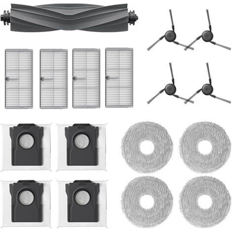 FENOPLASTICAFOREHILL 17 Pcs Accessoires pour Dreame X40 Ultra / X40 Ultra Complete/L40 Ultra Robot Aspirateur.1 Brosse Principale, 4 Filtres, 4 Sacs Poussire, 4 Chiffons de Nettoyage, 4 Brosses Latral (1/5)