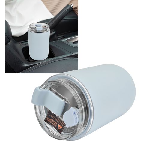Großer tragbarer Kaffeebecher, isolierter Silikon- und Edelstahlbecher für Zuhause, großer isolierter Wasserbecher, Geburtstagsgeschenk, Kaffeebecher, blau. (1/5)