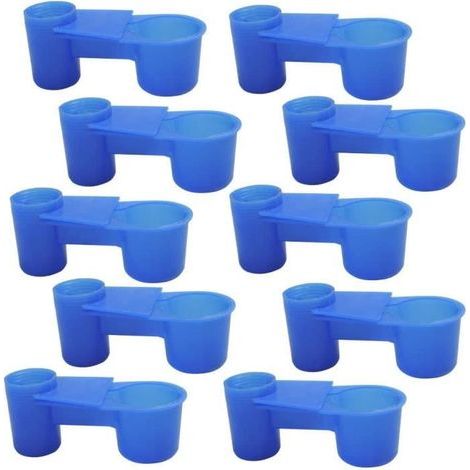 Bird drinking fountain with insertable Coca-Cola style bottle, ideal for birds, pigeons, parrots, and aviaries (Blue), 10 pieces (1/4)