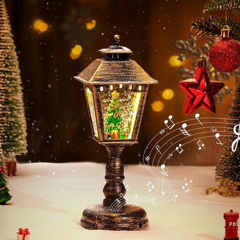 Mini-Weihnachtslaterne mit Musik, Mini-Weihnachtsschneekugellaterne im Vintage-Stil, Glitzer-Weihnachtsmannlaterne, LED-Schneelaterne, NachtlichtWeihnachtsdekorationen Geschenke (1/5)
