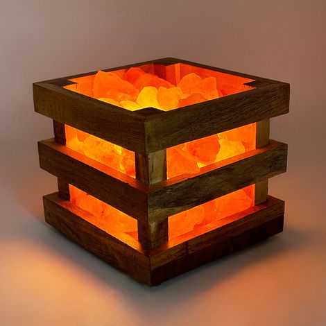 Lampada di Sale Himalayano Rosa naturale Braciere a forma di Cassettina in legno 4Kg (1/2)
