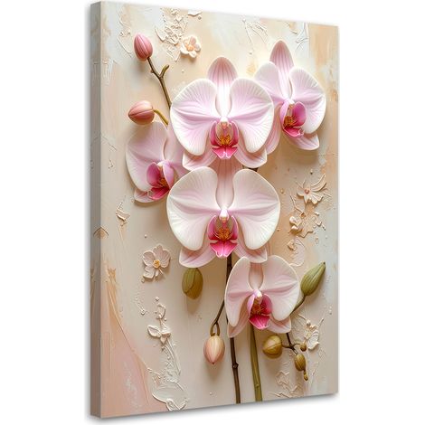 Quadro su tela, Orchidee rosa in una delicata composizione floreale. - 40x60 (1/2)