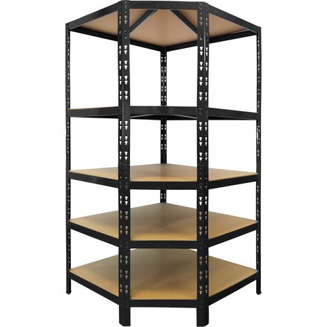 Floordirekt – Étagère d'angle lourde 5 étagères – Tôle d'acier – Dimensions 180 x 90 x 42 x 60 cm – Charge max 875 kg – Pour garage et cave (1/5)