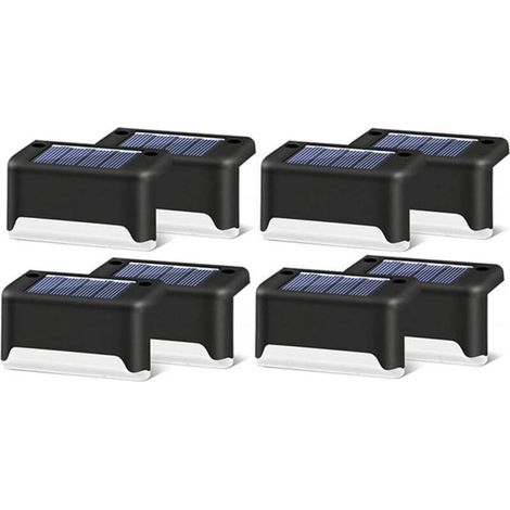 Lot de 16 lampes solaires d'extérieur pour escalier - Étanche - Éclairage LED pour escalier extérieur, marches, clôture, cour, terrasse, gouttière, chemin, décoration, blanc chaud H81