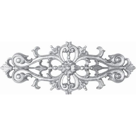 Deco Fer Forge – Palmette en aluminium avec détail floral – Hauteur 140mm – Longueur 350mm – Fixation M6 pour portail – Résistante à la corrosion