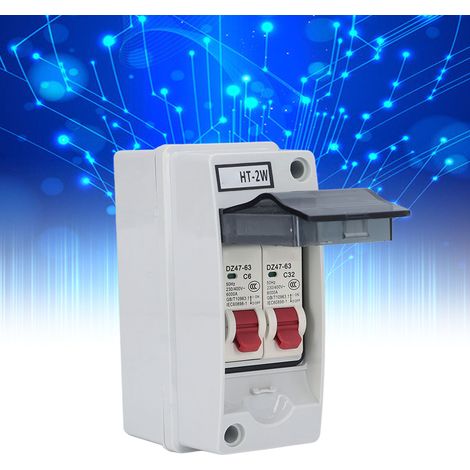 Boîtier de distribution extérieur étanche DZ47-63 à 2 voies, disjoncteur de type C, modèle A : C6+C32 (1/5)