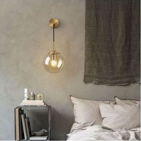 Industriel Vintage 15 cm Verre Globe Drop Applique Murale Chambre Couloir Applique Lumière Rétro Ambre Verre Sphère Applique Murale (Ambre) (1/4)