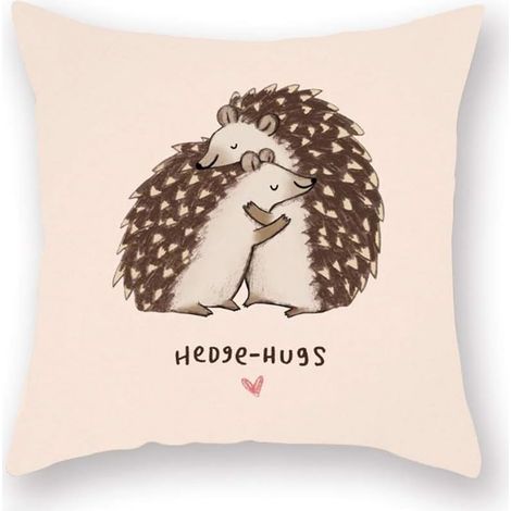 Taie d'oreiller décorative hérisson mignon en forme d'animal, ultra douce, carrée 45x45
