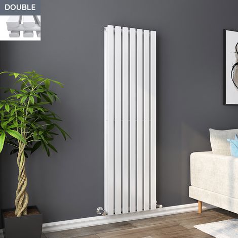 1600 x 480mm White Double Rectangular Panel Vertical Radiator (1/5)