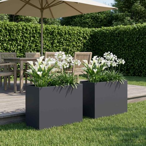 Cache-pot de jardin 2 pc Anthracite 60 x 30 x 50 cm (1/5)