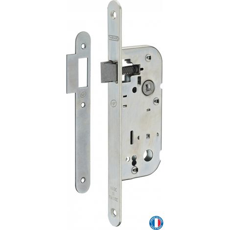 Thirard – Serrure monopoint encastrée NF pour porte intérieure – Axe 40mm – Demi-tour réversible – Gâche plate en acier zingué (1/5)