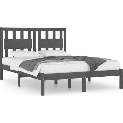 Maison Exclusive - Massivholzbett Grau Kiefer 200x200 cm (1/5)