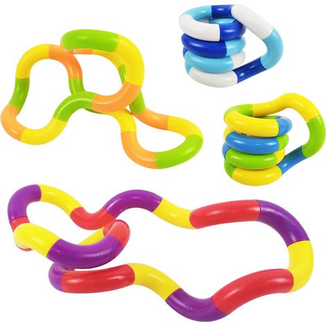 Lot de 4 jouets anti-stress Tangle - Jeu de relaxation sensoriel et éducatif pour soulager le stress (1/5)