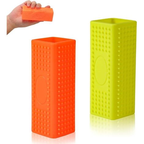 2pcs Brosses à Poils d'Animaux en Silicone, Rouleau de Nettoyage de Bloc Pratique Rouleau de Nettoyage de Tapis Portable pour Meubles Canapé Tapis Canapé Literie (Jaune et Orange) (1/4)