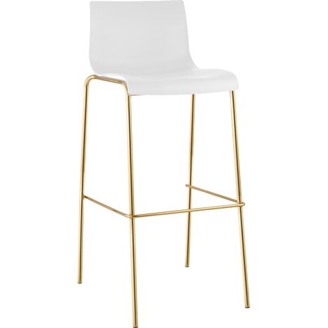 Barhocker Hover Kunststoff Vierfußgestell Gold weiß