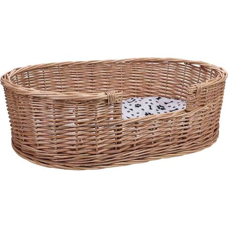 Cama de mascota de mimbre marrón 80x50x15/23h cm