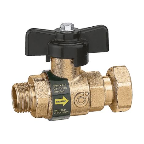Valvola a sfera con ritegno incorporato BALLSTOP 3/4" M calotta 3/4"F Caleffi 334500  3/4" M calotta 3/4" F