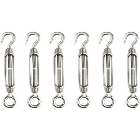 Lot de 6 pièces tendeur de fil de tendeur M4 crochet et oeil tendeur de tendeur 304 tendeurs en acier inoxydable Tension de corde robuste (1/5)