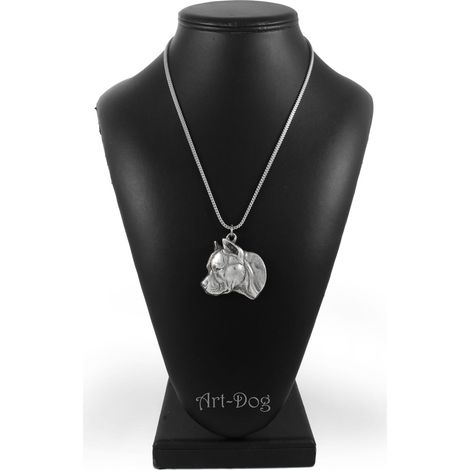 American Staffordshire Terrier, Amstaff, Amstaf II - collier avec pendentif chien sur chaîne en argent, bijou unique signé Art-Dog (1/5)