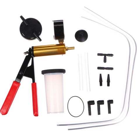 Brake Tester 16 purgeurs de Freins Pompe à Vide purgeur de Frein Kit pour testeur de Voiture et Moto Testeur de Vide Manuel testé de Pression avec Sac de Transport Rouge