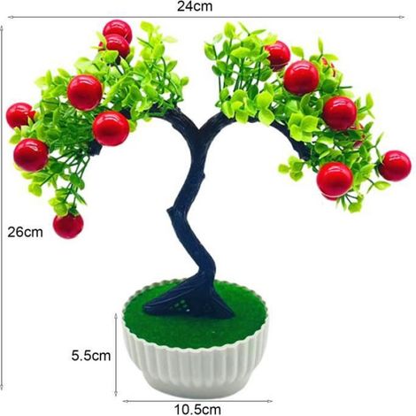 Plante en pot artificielle Bonsaï de fruit rouge artificiel 24cmx26cm décoration de bureau,Salon,Chambre,Cuisine (1/4)