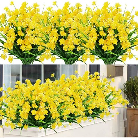 Faux Narcissus - UV Resistant Artificial Flowers - Outdoor Indoor Decor - 13 Inches Tall - 7 Stems Per Bouquet - Pack Of 6 (1/5)