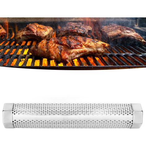 Ensemble fumoir en acier inoxydable en forme de diamant de 30 cm, boîte à fumoir pour barbecue, outils pour barbecue au bois fruitier (1/5)