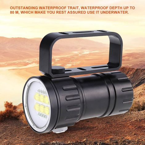 3,7V 28800Lm LED-Fotografie- und Tauchlampe (80m Leuchtweite) mit Halterung (1/5)