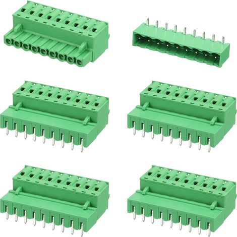 sets of 9-pin solderless screw connectors, green (1/5)
