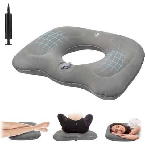 Coussin Gonflable - Pour Hemorroïdes Et Coccyx - Siège Orthopédique Pliable Avec Pompe - 45,5 x 39 x 11 cm - 1 Pièce (1/5)