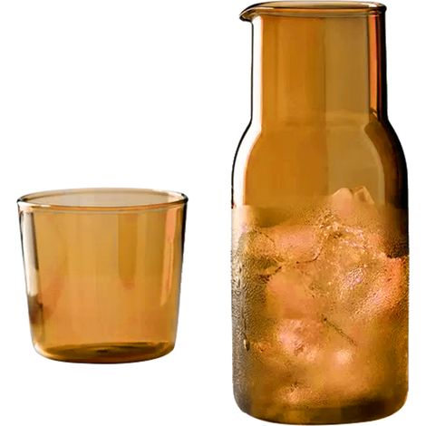 Pichet de chevet et ensemble de verres, pichet avec tasse à boire 500ml 250ml pour chambre et bureau ambre (1/5)