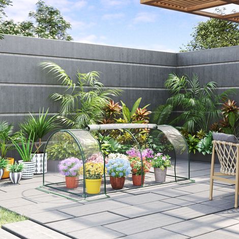 Serra da giardino 200x100x80 cm in plastica e acciaio verde con porta, per semina – MEUBLIV (1/5)