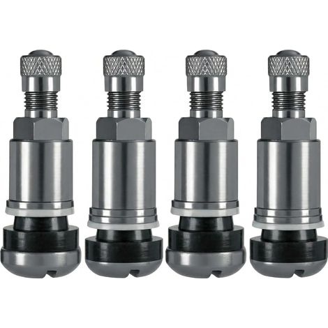 Valve Pneu Voiture, Valve Tubeless 11.3 mm avec , Tige Valve Métal avec Capuchon, Valves Universelles pour Jantes Aluminium Voiture Moto Camion, , 4 Pièces (1/5)