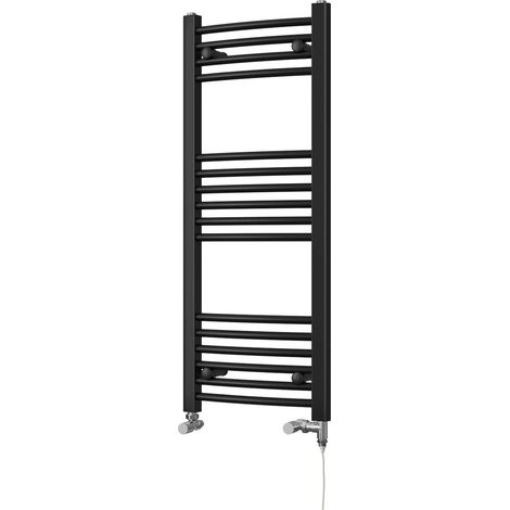 Zennor - Black Dual Fuel Towel Rail H1000mm x W400mm Standard - Curved (1/3)