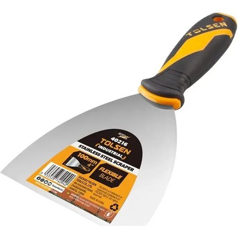 Tolsen Edelstahl-Spachtel mit gummiertem Griff 120 mm