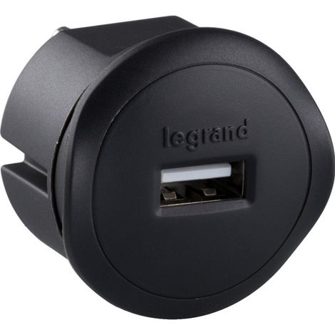 Legrand – Prise USB 5V 1,5A avec fiche 2P 10A – Encombrement réduit pour intégration discrète – Finition noire élégante