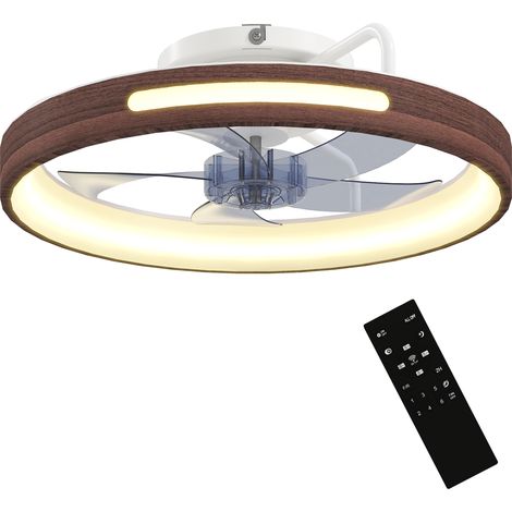 Ventilateur plafond LED, teck, minuterie, 3 couleurs, 6 vitesses, moteur DC, télécommande réversible, 40W (1/5)